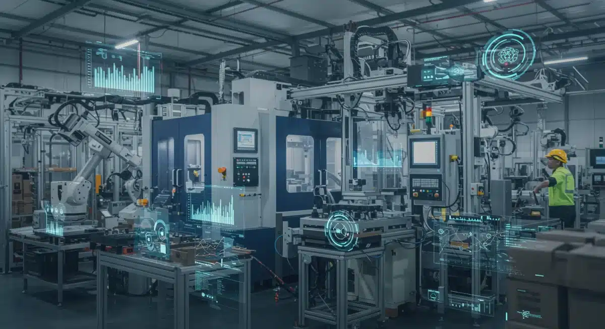 Automated factory floor with digital production dashboard