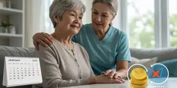 Family caregiver helping elderly person with new 2025 federal tax credits