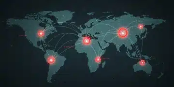 Global supply chain network with highlighted disruption points