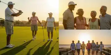 Happy seniors enjoying retirement activities, financially secure