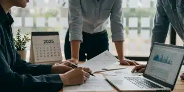 Small business owners reviewing 2025 tax code changes for deductions