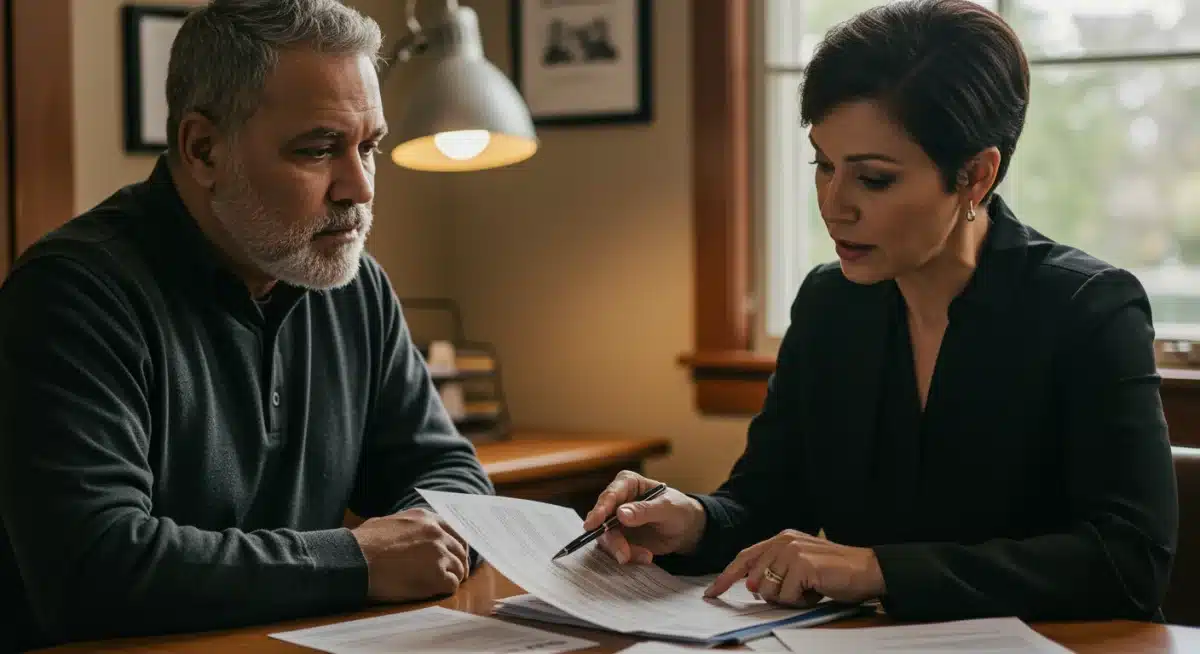 Person discussing disability benefit claim with a Social Security Administration official.