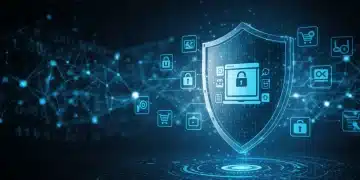 Cybersecurity Mandates for E-commerce: Are You Compliant? Digital shield protecting e-commerce website, symbolizing cybersecurity compliance.