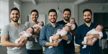 Fathers with babies enjoying paid paternity leave benefits