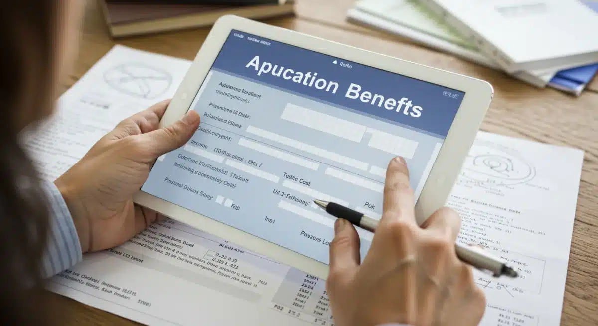 Person filling out online application for education benefits