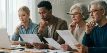 Diverse individuals reviewing retirement plans and financial documents, symbolizing SECURE 2.0 Act changes.