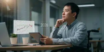 Disabled individual reviewing 2026 disability benefit information on a tablet