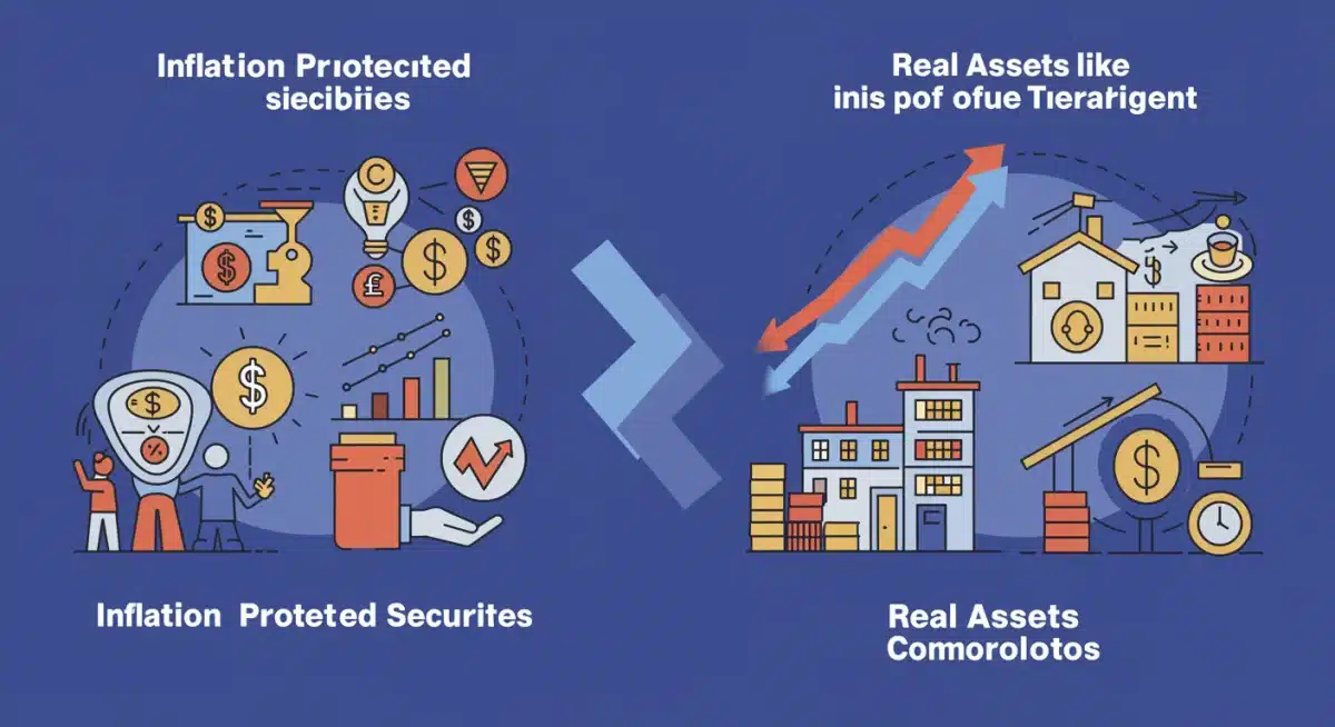 Infographic showing two inflation mitigation strategies: TIPS and real assets