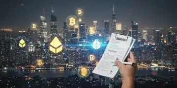 Crypto Regulations 2026: Impact on Digital Asset Investments Futuristic cityscape with crypto symbols and regulatory documents