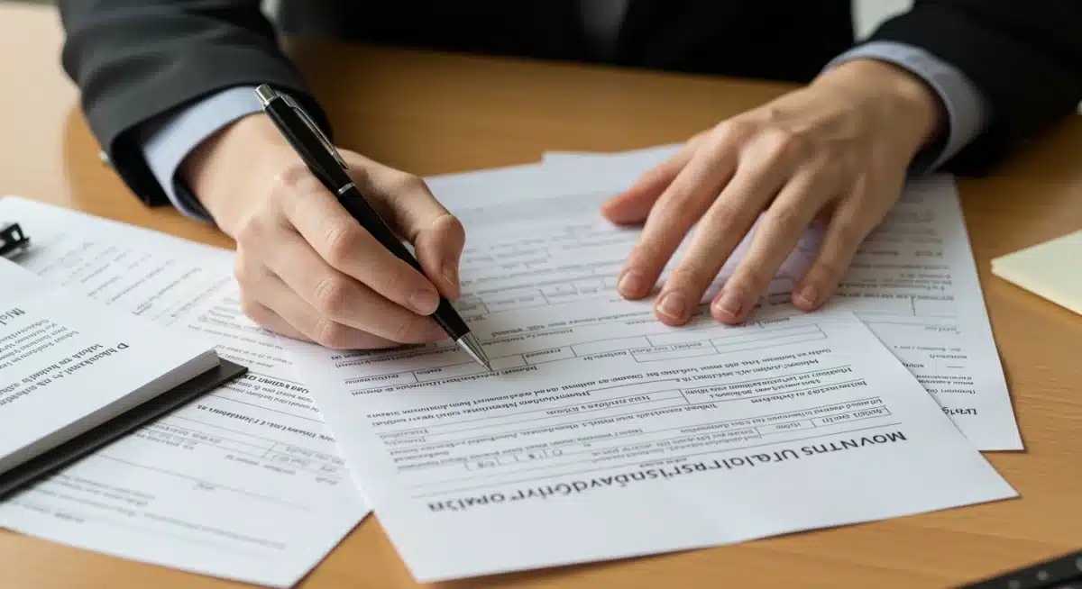 Hands completing an unemployment application form for 2026 benefits