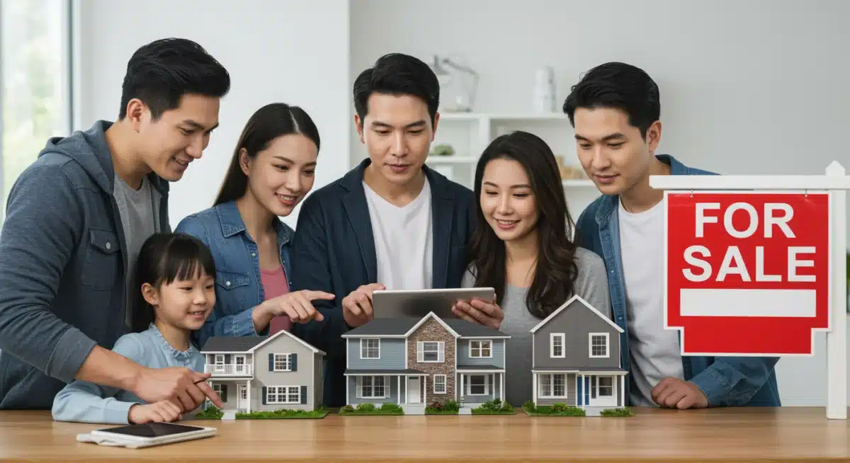 Diverse homebuyers researching properties online, reflecting varied demographics in the 2026 housing market.