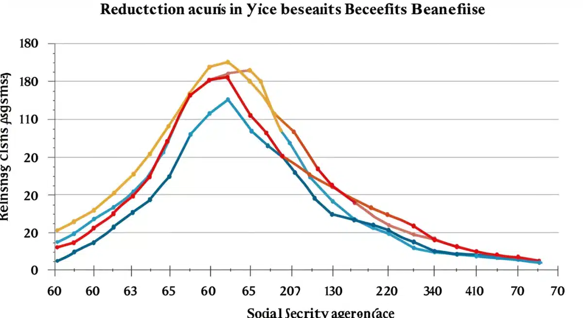 Graph showing Social Security benefit reduction based on early claiming age.