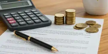 Detailed legal document with pen, calculator, and coins, symbolizing tax law analysis and financial planning.
