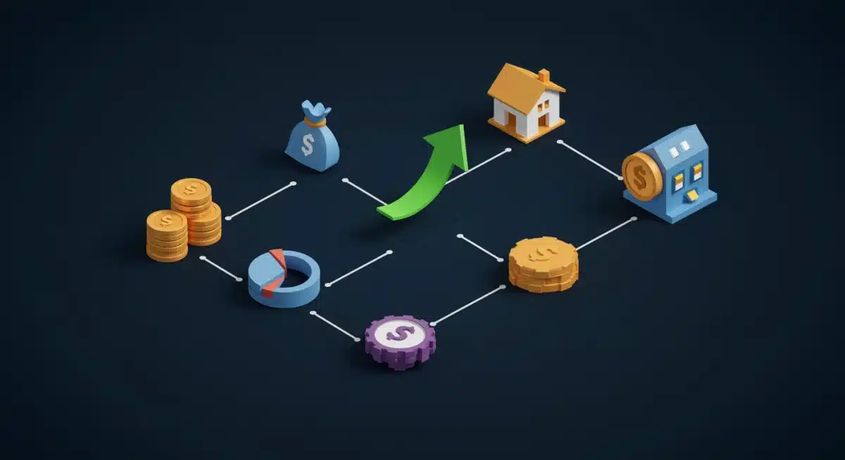 Diversified investment portfolio icons showing growth and resilience