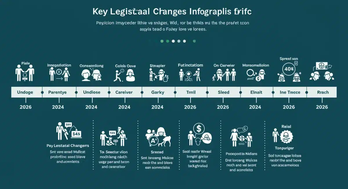 Infographic detailing legislative changes and impacts on 2026 family leave policies.