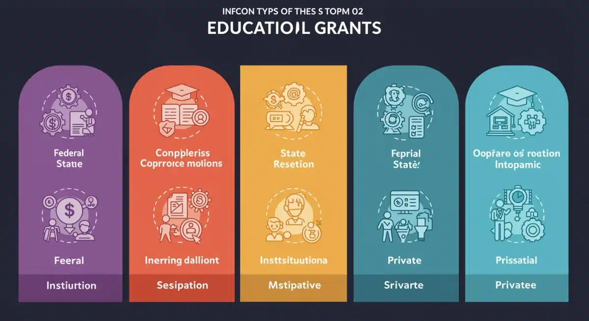 Infographic comparing various types of educational grants and funding sources