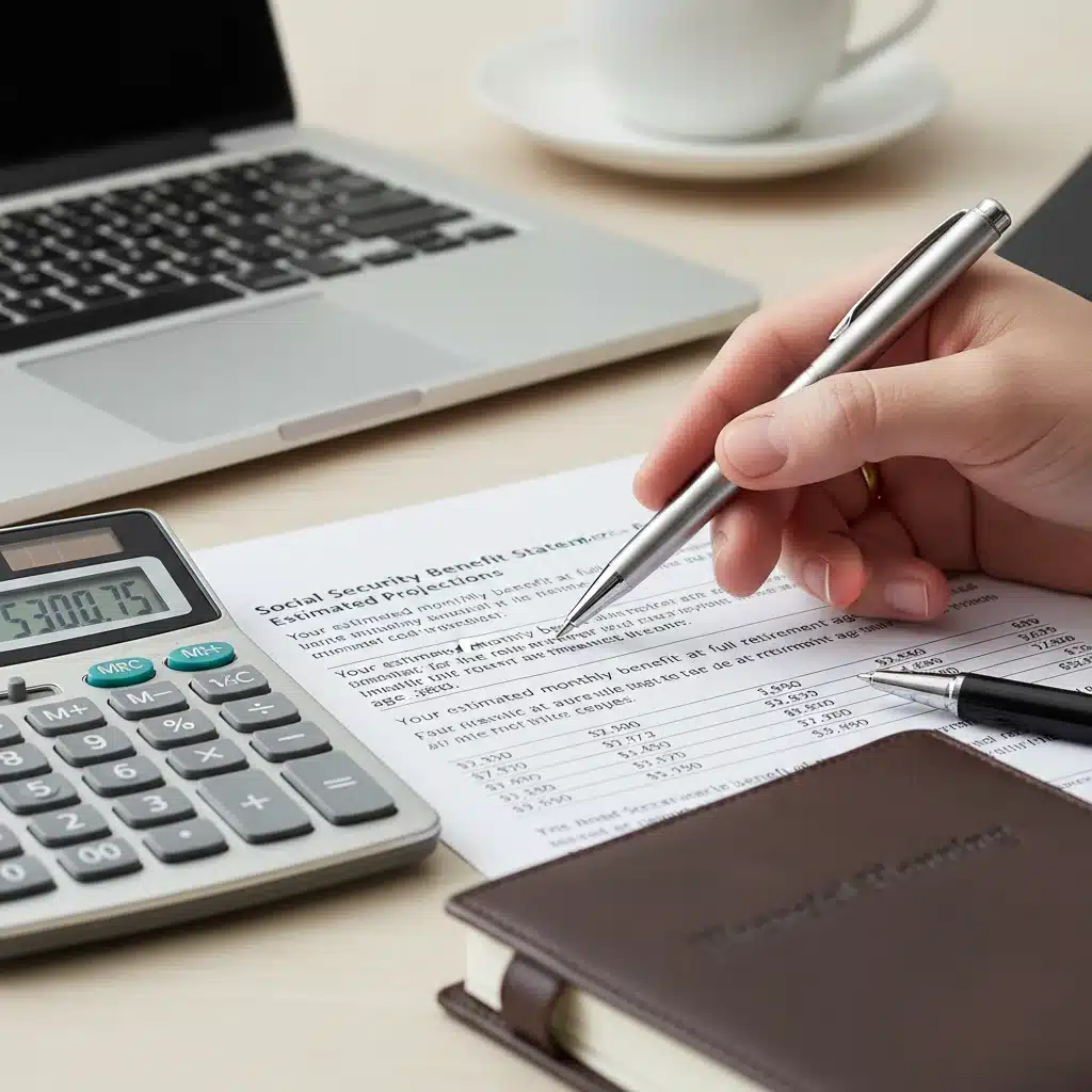 Hand highlighting Social Security details on a document, symbolizing financial assessment.