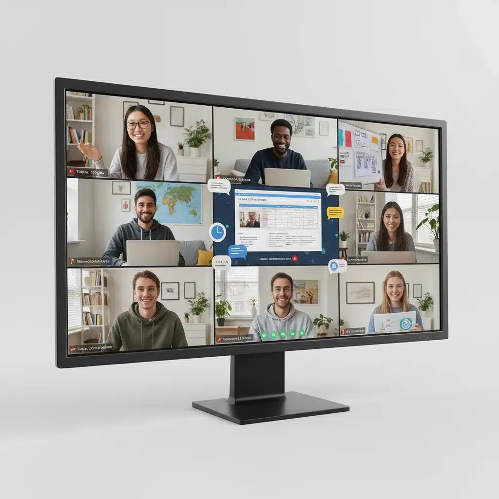 Diverse students collaborating virtually in a dynamic online learning environment.