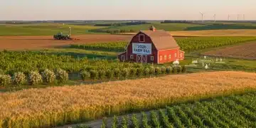 Vast agricultural fields stretching towards a horizon, representing the broad impact of the 2026 Farm Bill on US agriculture.