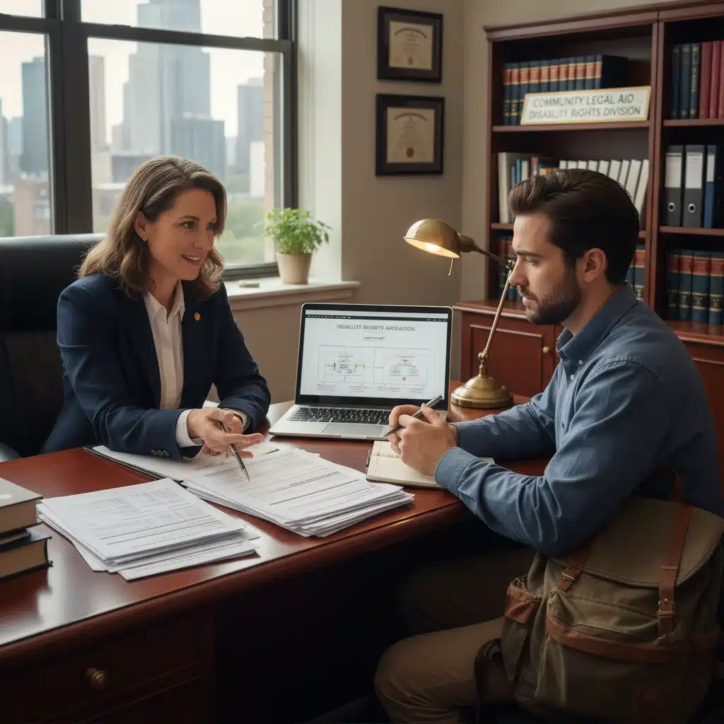 Legal professional assisting an applicant with disability benefits forms