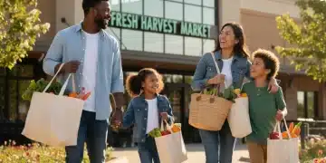 The 2026 Guide to SNAP Benefits: Increasing Your Monthly Allocation by 10% With These Tips Smiling family with groceries, symbolizing increased SNAP benefits and food security.