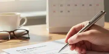 Hand filling out a federal education grant application form with a June 1st deadline highlighted.