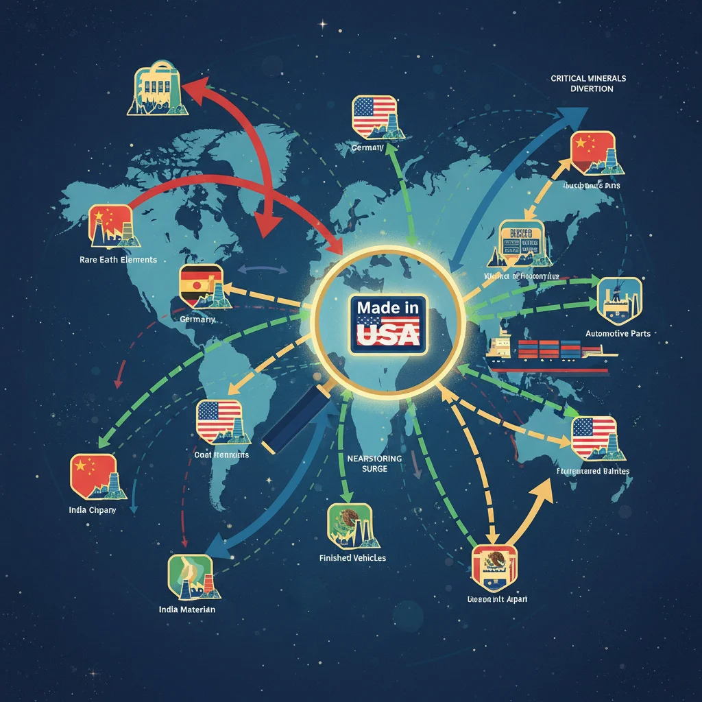 Interconnected global supply chains with 'Made in USA' focus
